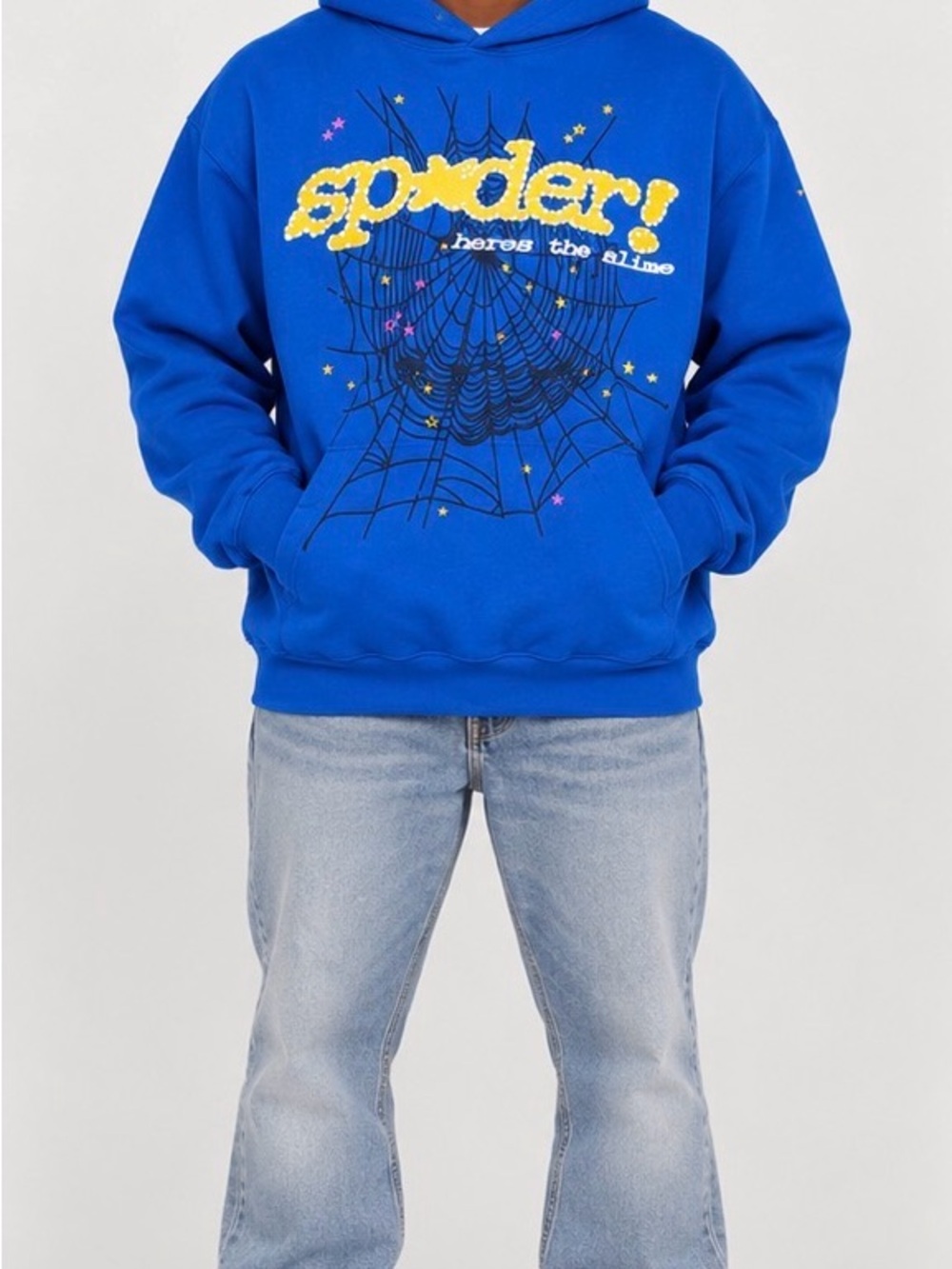 Royal Blue Spider Web Graphic Hoodie